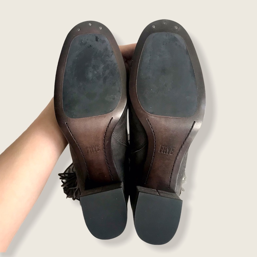 Frye Jodi Fringe Short Suede Trendy Ankle Bootie - Picture 13 of 16